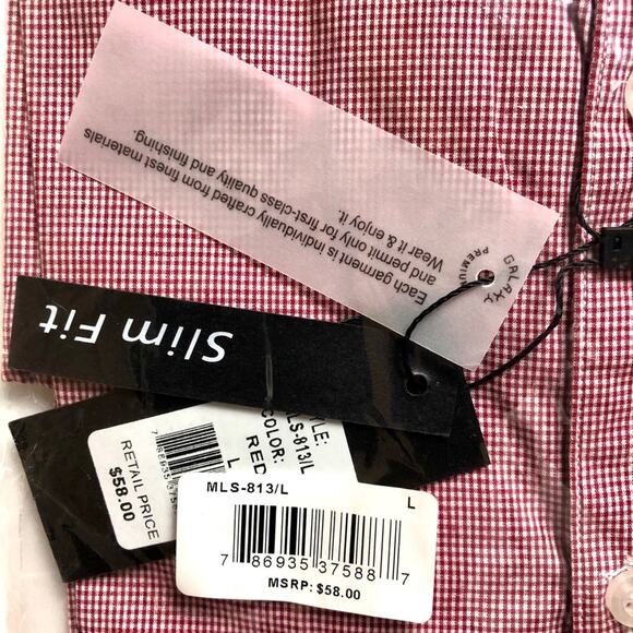 Galaxy By Harvic Slim-fit Collared Pin-Check Shirt - Picture 10 of 10